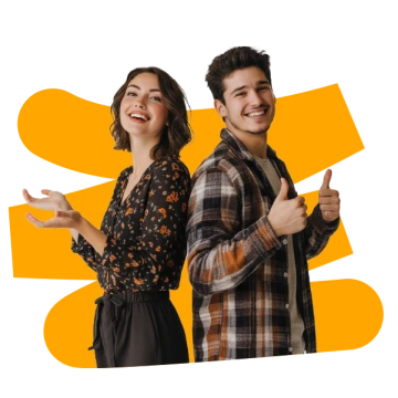 Muž a žena v casual oblečení na žluté lince NO77